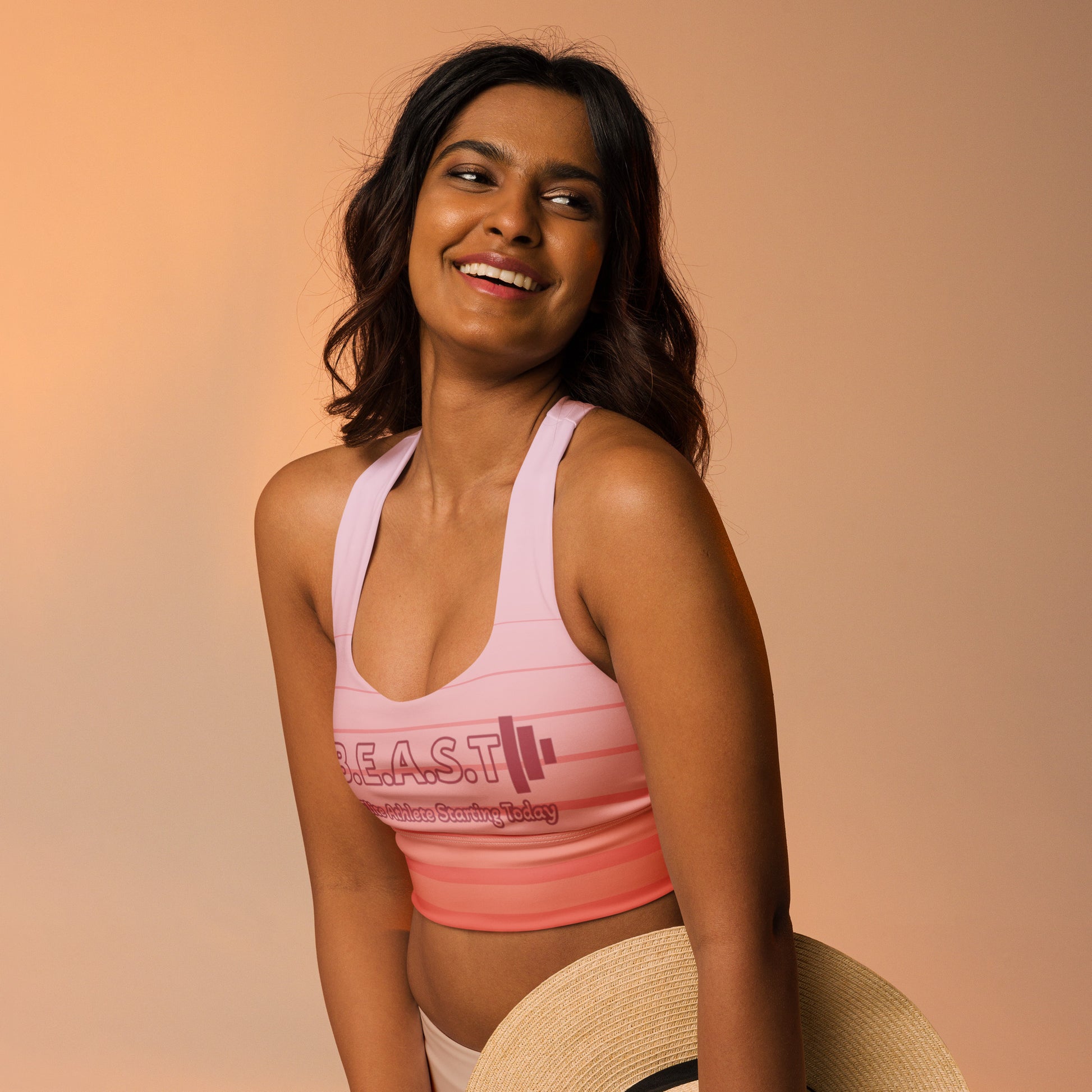 Longline sports bra pink gradient