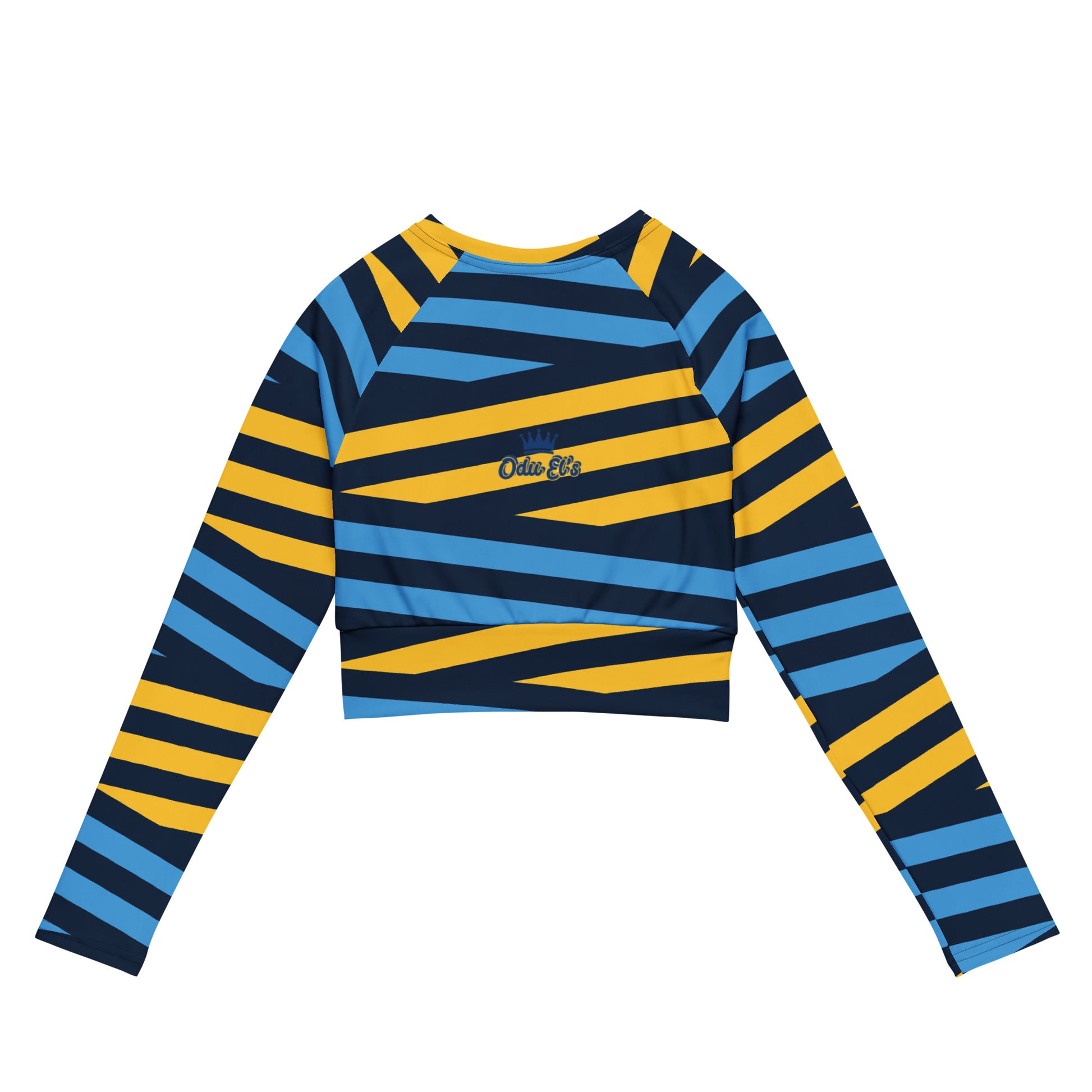 Recycled long-sleeve crop top yellue lines