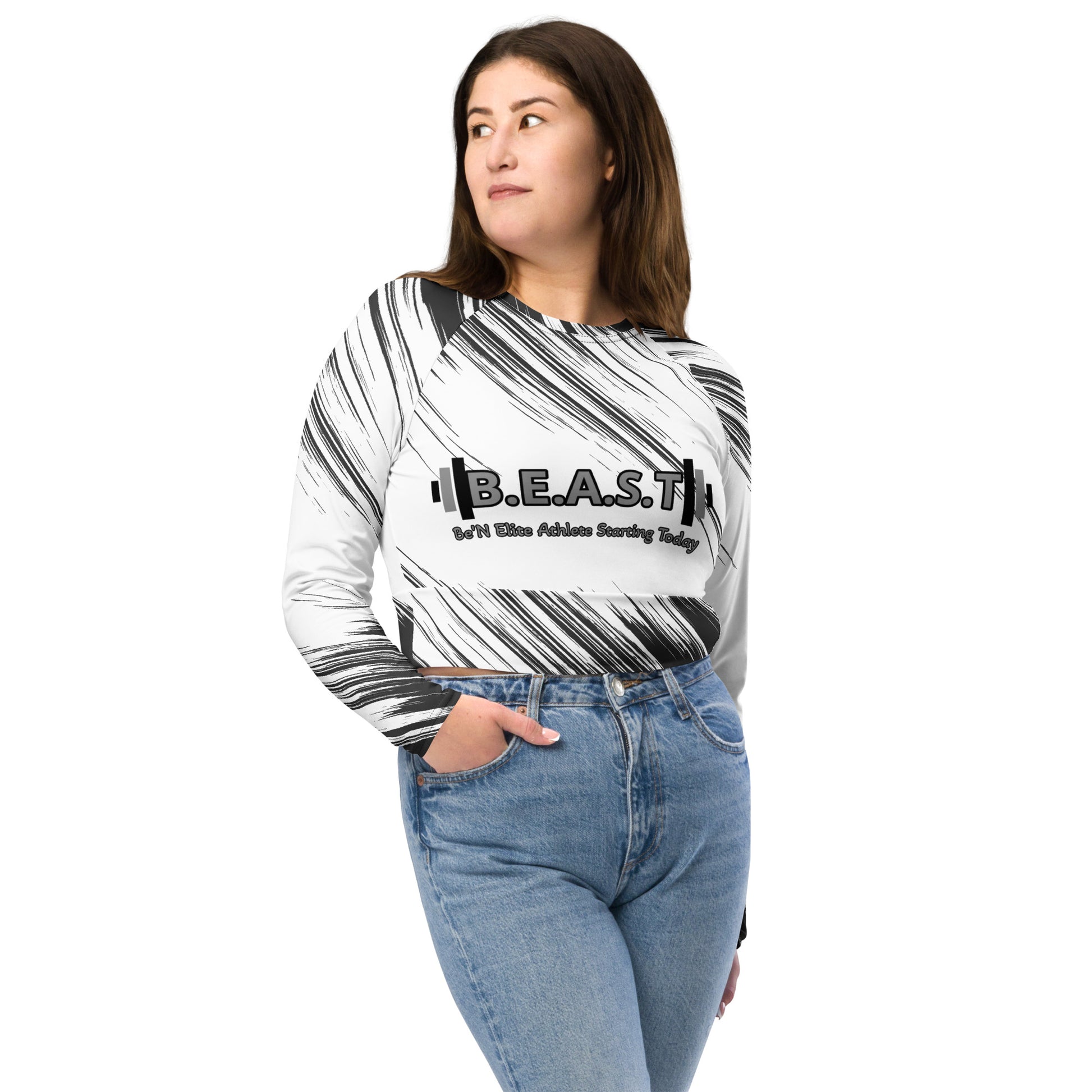 Recycled long-sleeve crop top