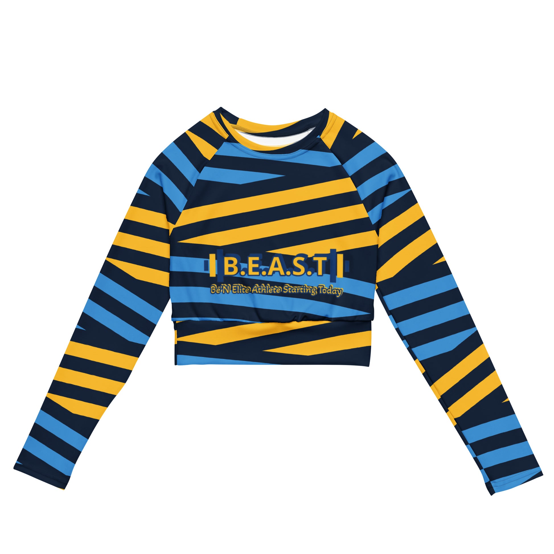 Recycled long-sleeve crop top yellue lines
