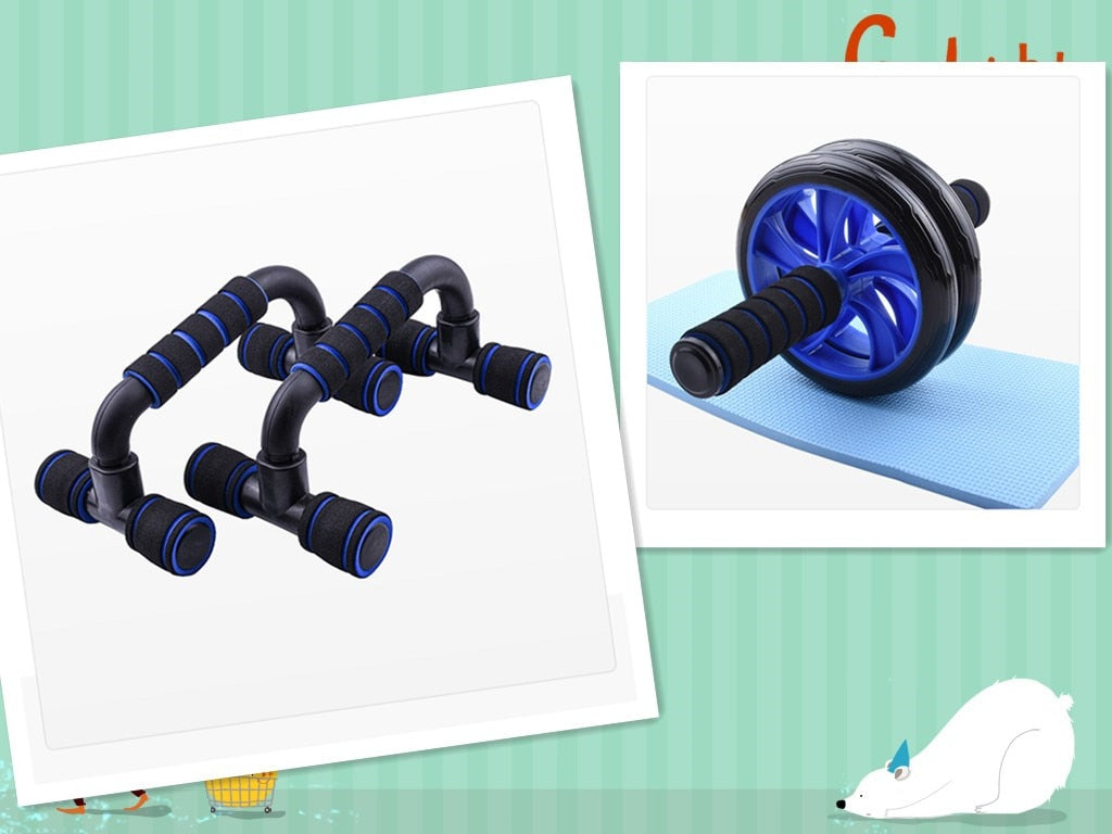 +Resistance Bands Push Up Stand Bar Abdominal Wheel AB Roller Jump Rope Grip Strength Exercise Home Gym Fitness Muscle Trainer