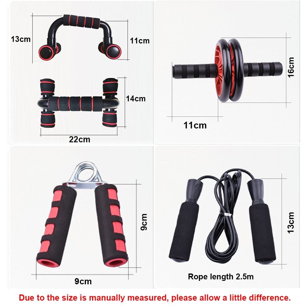 +Resistance Bands Push Up Stand Bar Abdominal Wheel AB Roller Jump Rope Grip Strength Exercise Home Gym Fitness Muscle Trainer