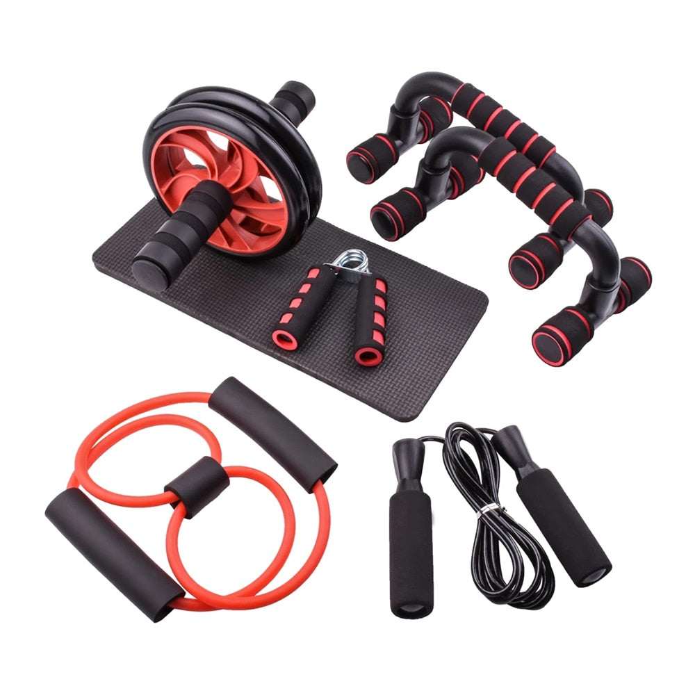 +Resistance Bands Push Up Stand Bar Abdominal Wheel AB Roller Jump Rope Grip Strength Exercise Home Gym Fitness Muscle Trainer